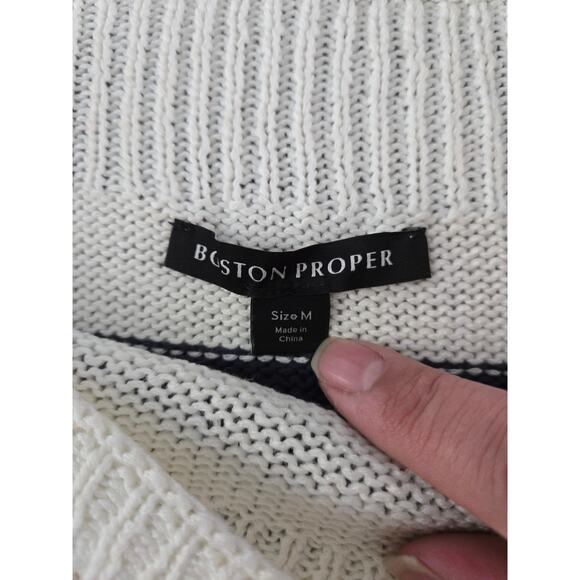 Boston Proper Love Shoulderless Striped Sweater Women's M - Picture 9 of 11